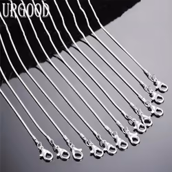 925 Sterling Silver 5 pieces 40-75cm 1.2mm Snake Chain Necklace Fashion Jewelry - 55cm