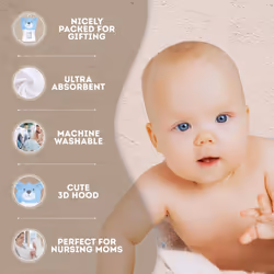 Baby Towel With Hood - 100% Cotton Ultra Soft and Absorbent (84x84cm) Large Baby Bath Towel for Newborn and Infant, Toddler Bath Towel for Boys and