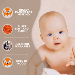 Baby Towel With Hood - 100% Cotton Ultra Soft and Absorbent (75x75cm) Large Baby Bath Towel for Newborn and Infant,