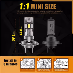 2Pcs 12000LM H7 LED Headlight Bulb 60W Mini Wireless CSP Car Headlamp With Fan Auto Diode Lamps H7 Turbo Led Automobile Lights Canbus 12V 6500K
