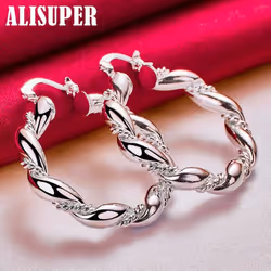 925 Sterling Silver Twisted Rope Round Hoop Earring Jewelry