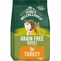 1.5kg James Wellbeloved Grain Free Natural Adult Complete Dry Cat Food Turkey