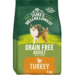 1.5kg James Wellbeloved Grain Free Natural Adult Complete Dry Cat Food Turkey