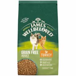 1.5kg James Wellbeloved Grain Free Natural Adult Complete Dry Cat Food Turkey