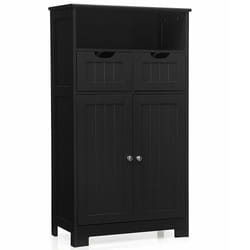 Bathroom Floor Cabinet Wooden Storage Cupboard with Adjustable Shelf