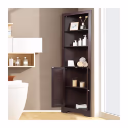 Corner Storage Cabinet Free Standing Tall Bathroom Organizer 3 Shelves
