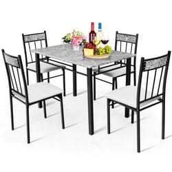 5 Pieces Modern Kitchen Dining Set 1 Bar Table and  4 High Back Chairs