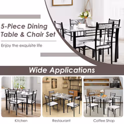 5 Pieces Modern Kitchen Dining Set 1 Bar Table and  4 High Back Chairs