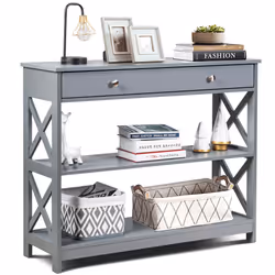 3-Tier Console Table Sofa Table Entryway Table with X-Design