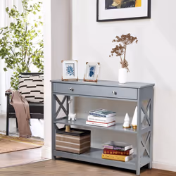 3-Tier Console Table Sofa Table Entryway Table with X-Design