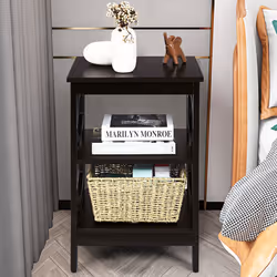 3-Tier Nightstand Sofa Bed Side Table Multifunctional Storage Stand