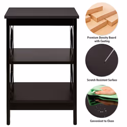 3-Tier Nightstand Sofa Bed Side Table Multifunctional Storage Stand