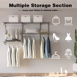 Custom Closet Organizer Kit System Wall Mounted Adjustable Closet
