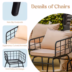 4 Piece Patio Conversation Set Outdoor Furniture Set W/ Loveseat Bench