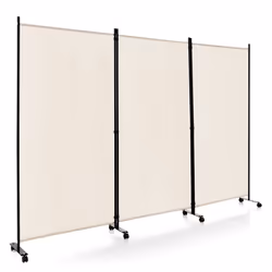 3 Panel Folding Privacy Room Divider Rolling Privacy Screens W/ Wheels