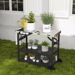 3-Tier Foldable Outdoor Cart BBQ Table Food Prepare Dining Cart Table