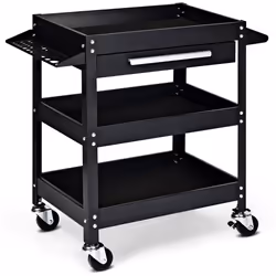 3-Tray Cart Rolling Utility Cart Industrial Commercial Service Cart
