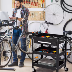 3-Tray Cart Rolling Utility Cart Industrial Commercial Service Cart