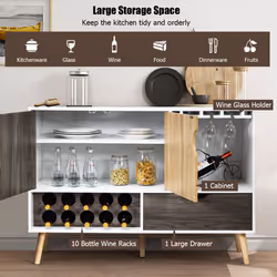 Mid-Century Buffet Sideboard Wood Kitchen Server Storage Cupboard