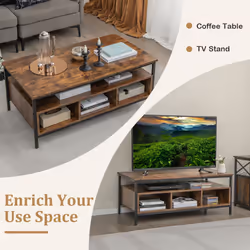 3-Tier Industrial Coffee Tea Table Home Side Table With 6 Compartments