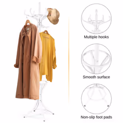 Wooden Coat Rack Hat Hanger Freestanding  Umbrella Stand with 12 Hooks