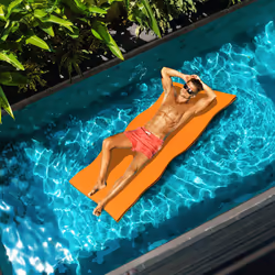 Floating Water Mat Swimming Pool Float Pad w/ Rolling Pillow Design