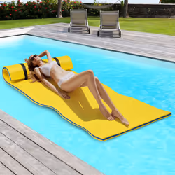 Floating Water Mat Swimming Pool Float Pad w/ Rolling Pillow Design
