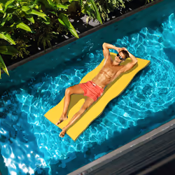 Floating Water Mat Swimming Pool Float Pad w/ Rolling Pillow Design