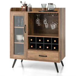 Wine Cabinet Wooden Buffet Sideboard w/ Wine Rack Glass Holder Shelves