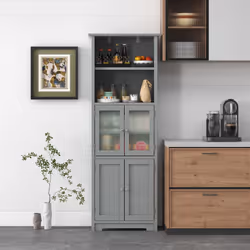 Tall Bathroom Storage Cabinet Freestanding Kitchen Pantry Cupboard