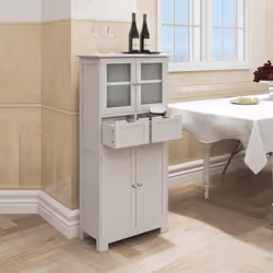 Tall Bathroom Storage Cabinet Freestanding Floor Cabinet w/ 2 Drawers