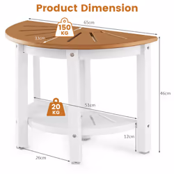 2-Tier Semicircular Shower Bench Seat Bathroom Inside Shower Stool