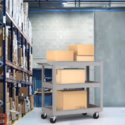 3-Layer Heavy Duty Service Utility Cart w/ 2 Lockable Universal Wheels