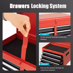 5-Drawer Rolling Tool Chest Tool Storage Cabinet w/ Lockable Wheels