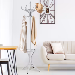 Floor Standing Coat Jacket Stand Solid Wood Hanger with Umbrella Rack