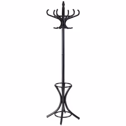 Floor Standing Coat Jacket Stand Solid Wood Hanger with Umbrella Rack
