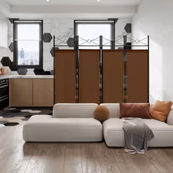 182cm Room Divider 4-Panel Folding Steel Frame Divider