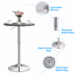 Modern Bar Table Multifunctional Round Pub Table Marble Patterns