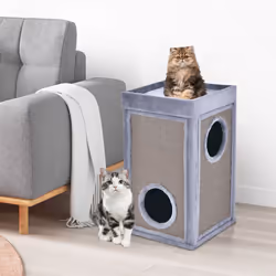 2-Story Cat Condo Cat Barrel Tower with Hideaway Cave & Removable Bed