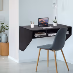 Wall Mounted Floating Computer Desk Wood PC Work Study Table W/Storage