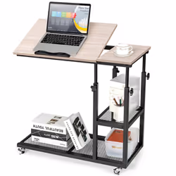 Adjustable C-Shaped Mobile Bedside Table Couch Table Tiltable Tabletop