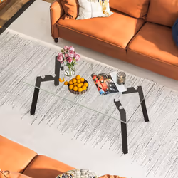 Tempered Glass Coffee Table Modern Rectangular Table Living Room