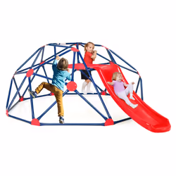 8FT Dome Climber Kids Climbing Frame W/ Slide Geometric Climbing Dome