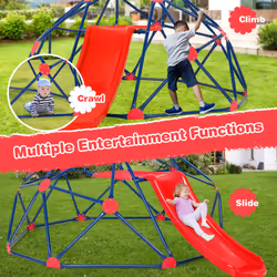 8FT Dome Climber Kids Climbing Frame W/ Slide Geometric Climbing Dome