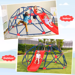 8FT Dome Climber Kids Climbing Frame W/ Slide Geometric Climbing Dome