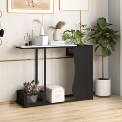 110cm Console Table w/ Plant Position 2 Cube Marble Top Entryway Table