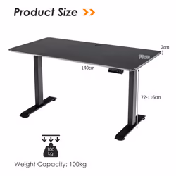 Wood Desk Height Adjustable by Electric Motor Home Office - 140 x70 cm