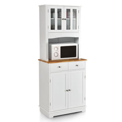 Tall Pantry Cabinet Kitchen Storage w/ Shelves 2 Drawers & Counter Top