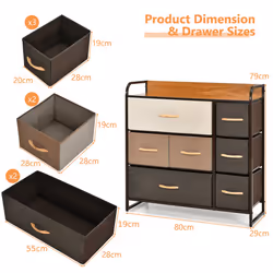 Dresser Storage 3-Tier Organizer Tower w/ 7 Drawers & Wooden Top Chest