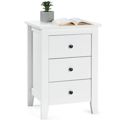 3 Drawers Bedside Table Wooden Nightstand Multi-Functional End Table